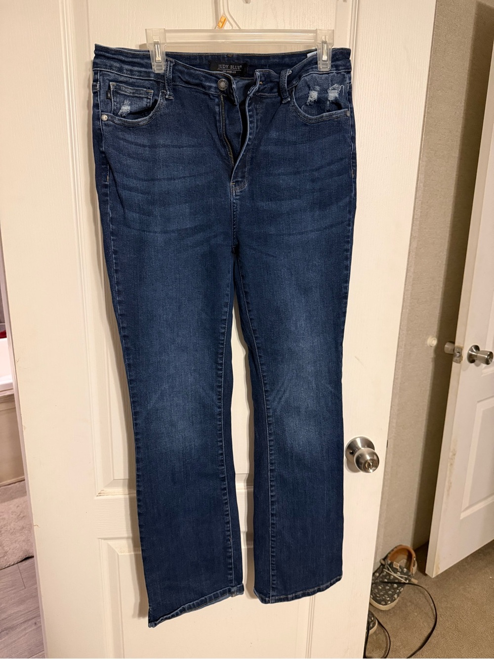 Judy Blue Dark Blue Boot Cut Jeans with Subtle Distress